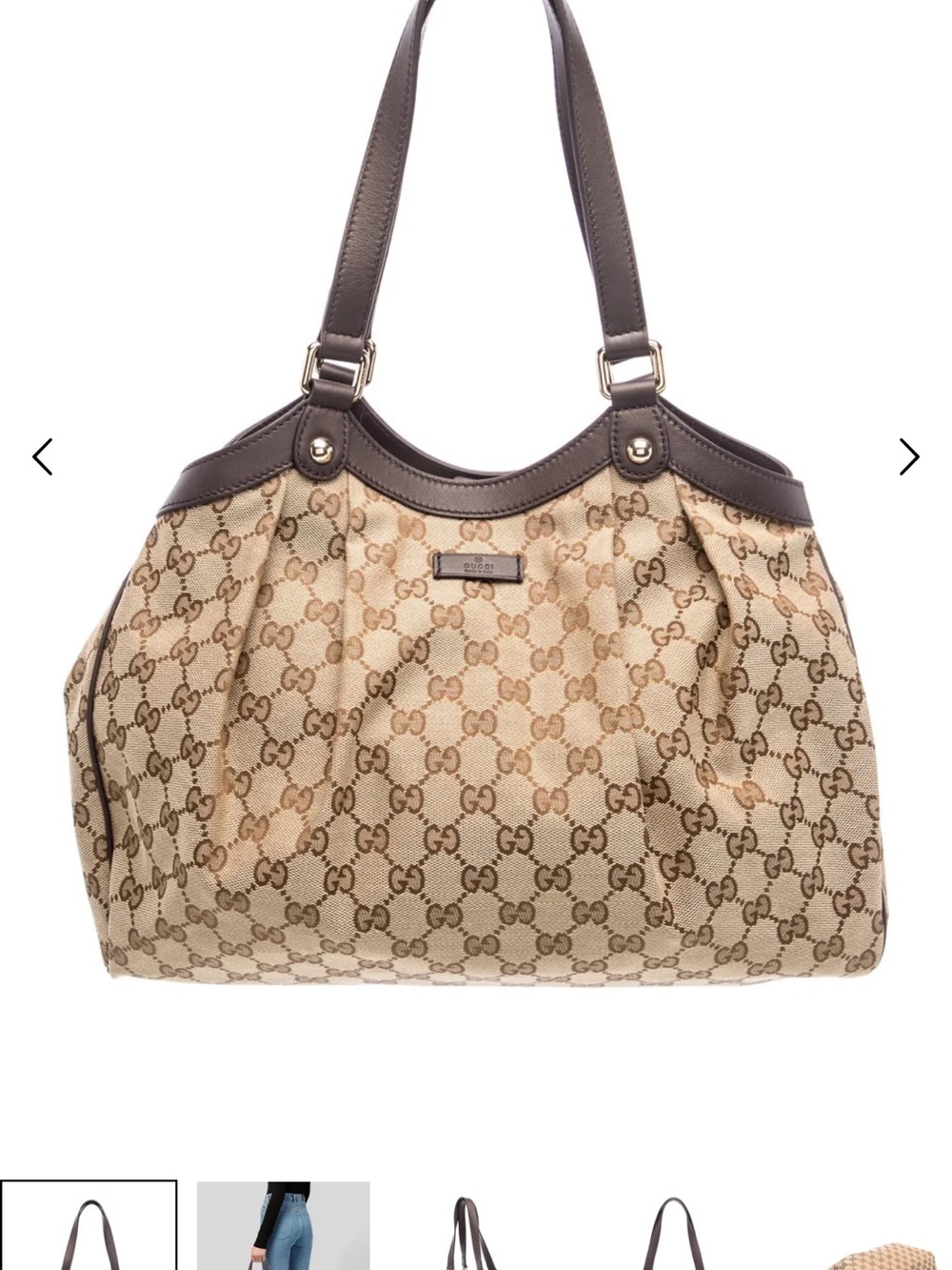 Gucci Beige Brown GG Canvas Shoulder Bag